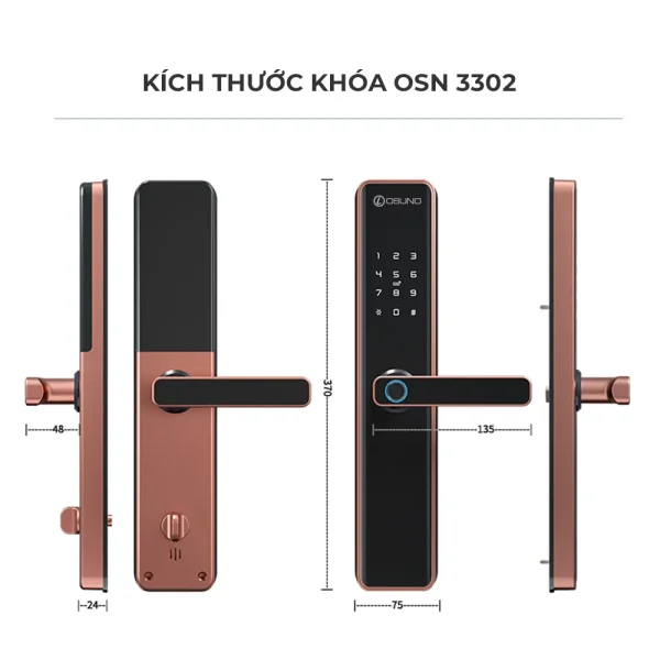Khóa Cửa Vân Tay Mở Khóa Từ Xa Qua App OSN-3302
